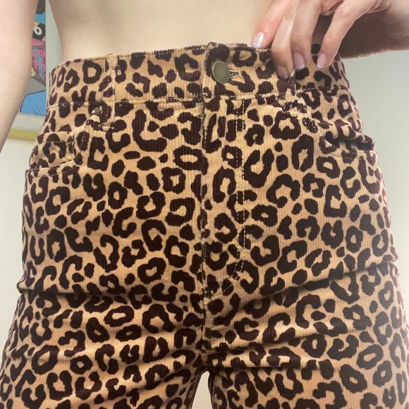 High-Waist Leopard Corduroys with Skinny Leg - Picture 1 of 12